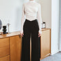 Rina Straight Wide Leg Twill Ankle Length Pants
