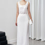 Irene Straight Back Slit Twill Ankle Length Skirt