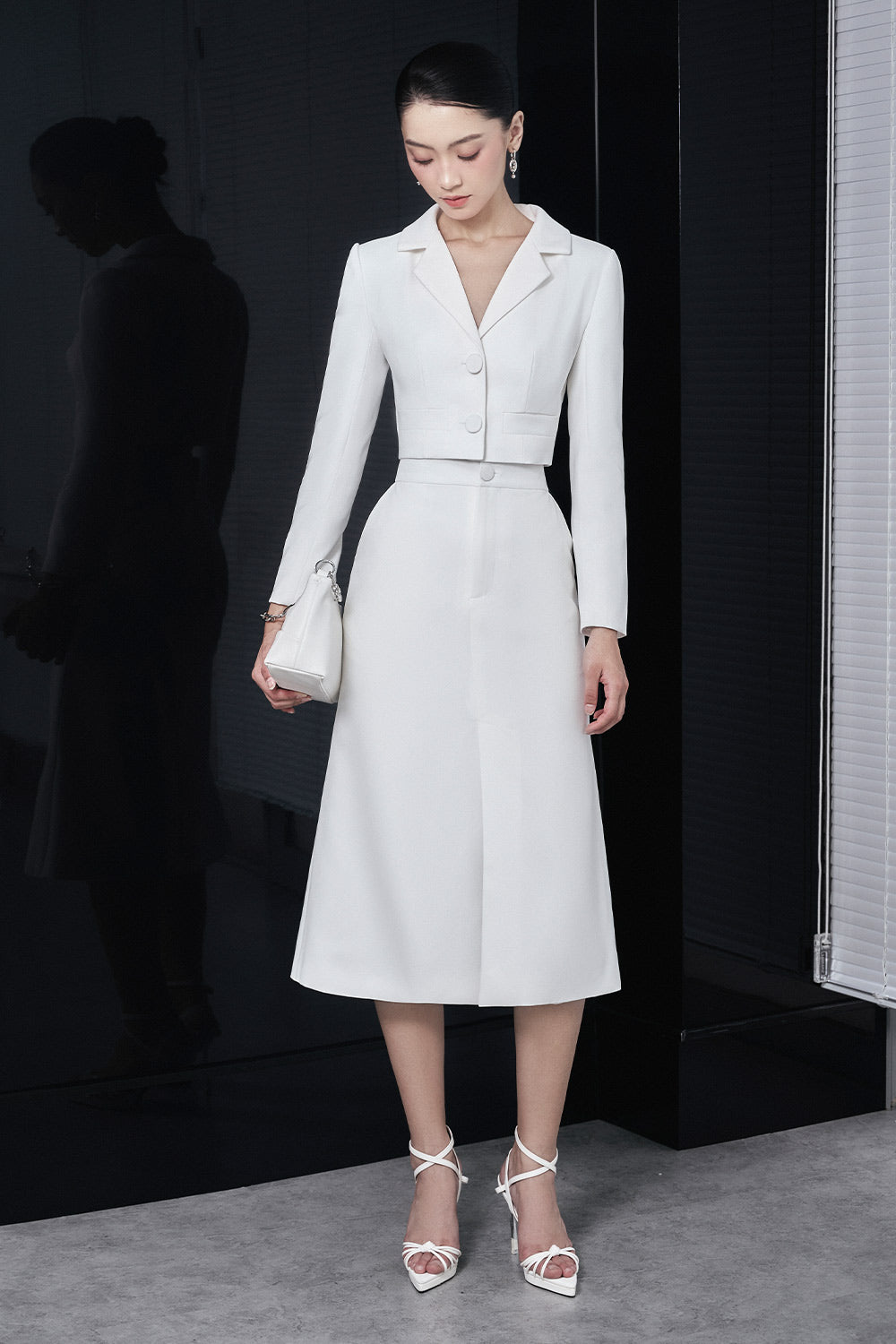 Helena A-line Side Pocket Ori Burlap Midi Skirt