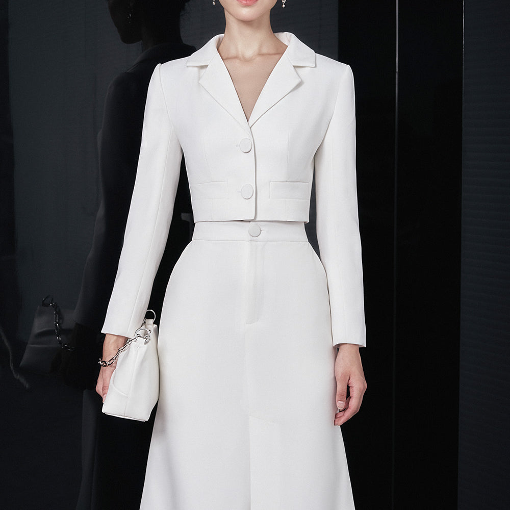 Tasia Cropped V-Neck Cotton Spandex Jacket