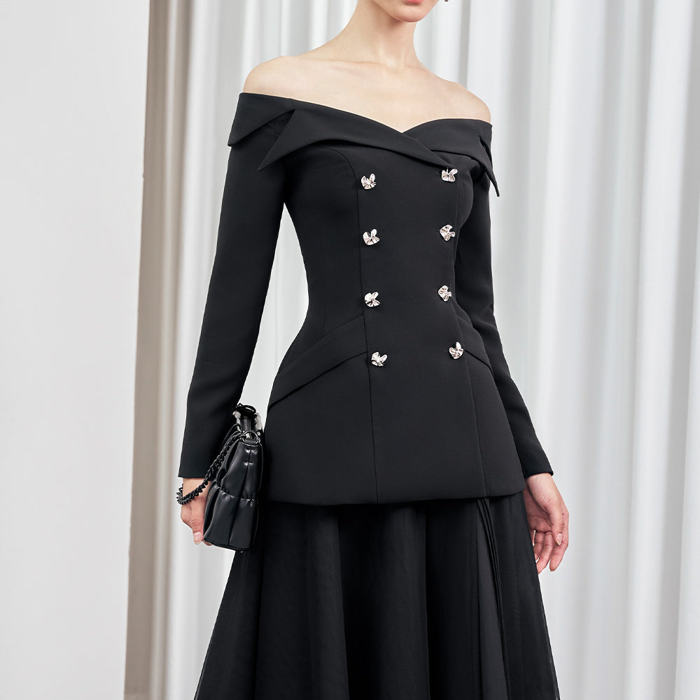 Heather Hourglass Double Breasted Spandex Homespun Jacket