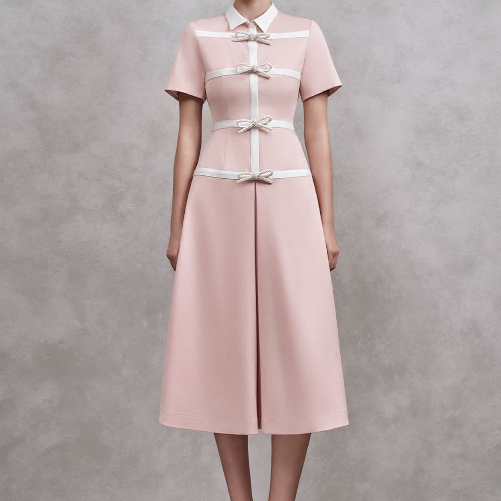 Babylon A-line Collared Neck Cotton Midi Dress