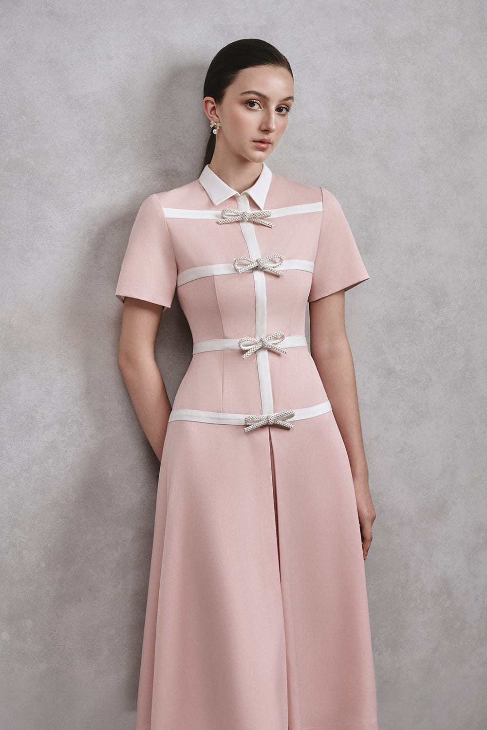 Babylon A-line Collared Neck Cotton Midi Dress