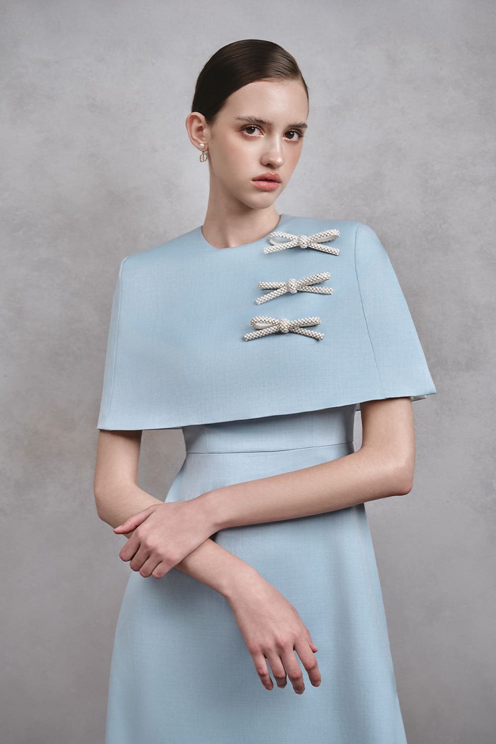 Dylan A-line Cape Shoulder Cotton Midi Dress