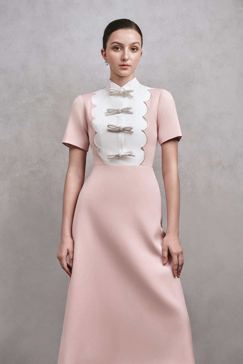 Demi A-line Collared Neck Cotton Midi Dress