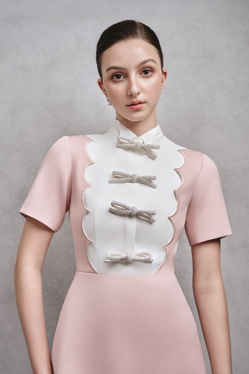 Demi A-line Collared Neck Cotton Midi Dress