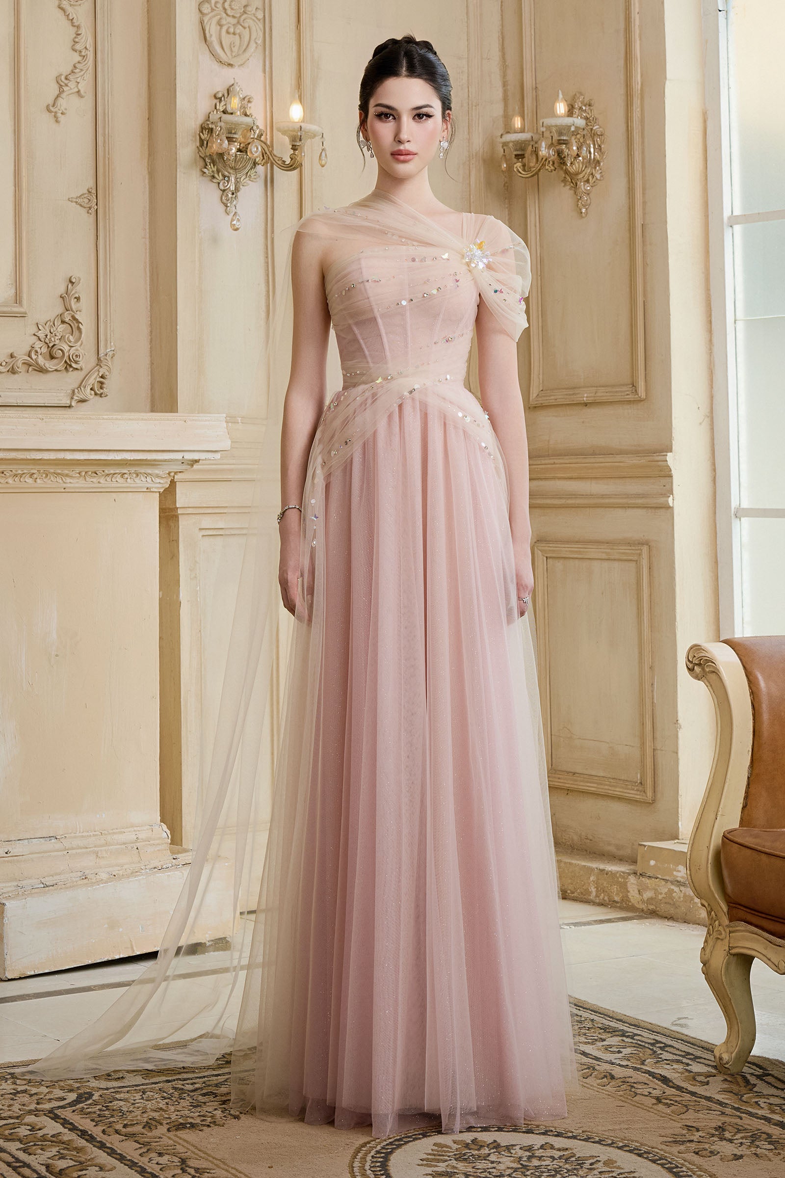 Balévia Asymmetric Neck Maxi Dress - MEAN BLVD