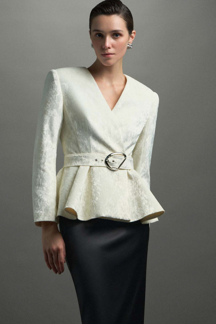 Barbara Peplum Draped Blazer - MEAN BLVD