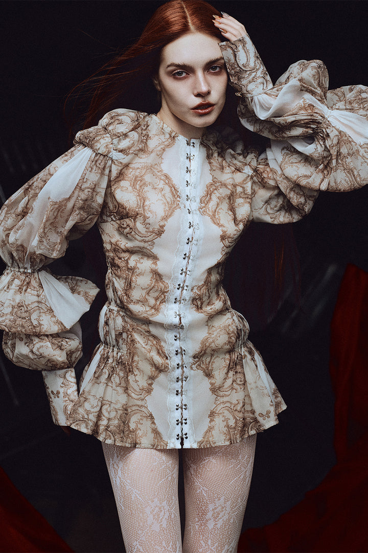 Bellona Leg Of Mutton Sleeve Gathering Mini Dress - MEAN BLVD