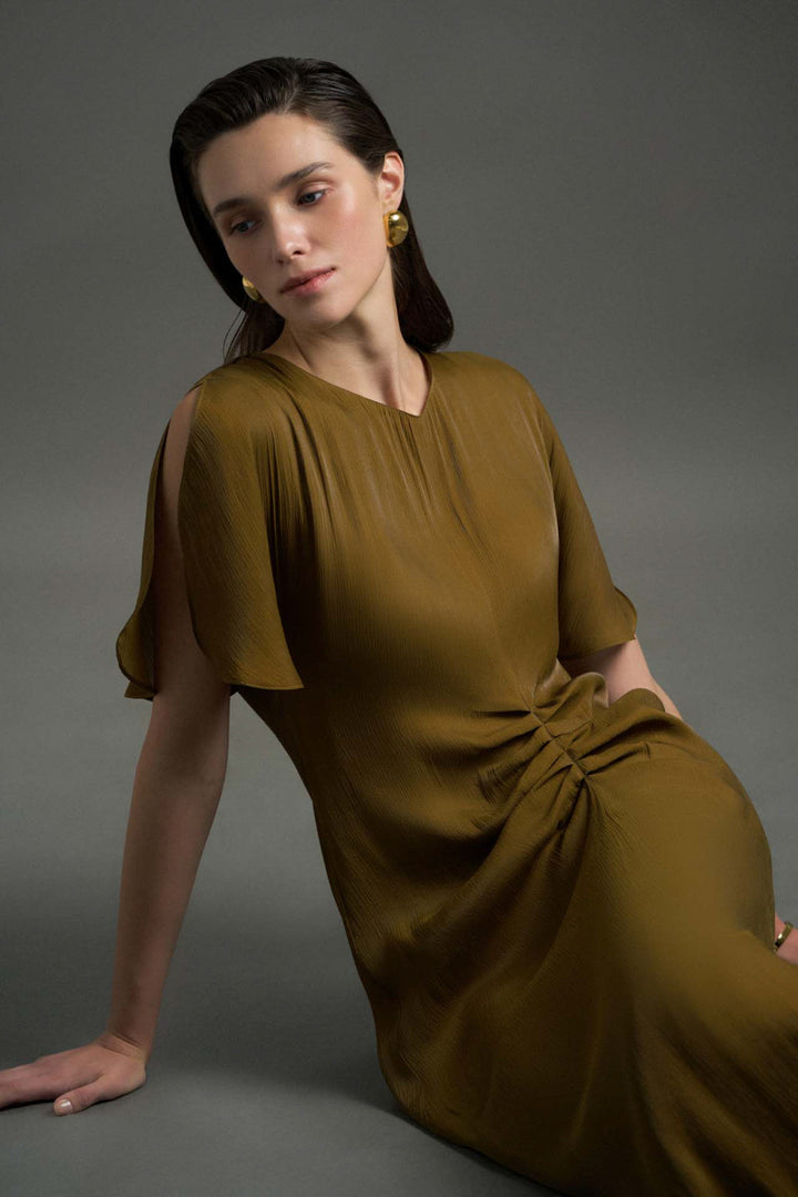 Berthe Butterfly Sleeve Gathering Maxi Dress - MEAN BLVD