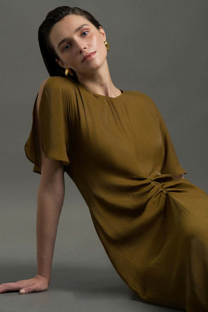 Berthe Butterfly Sleeve Gathering Maxi Dress - MEAN BLVD