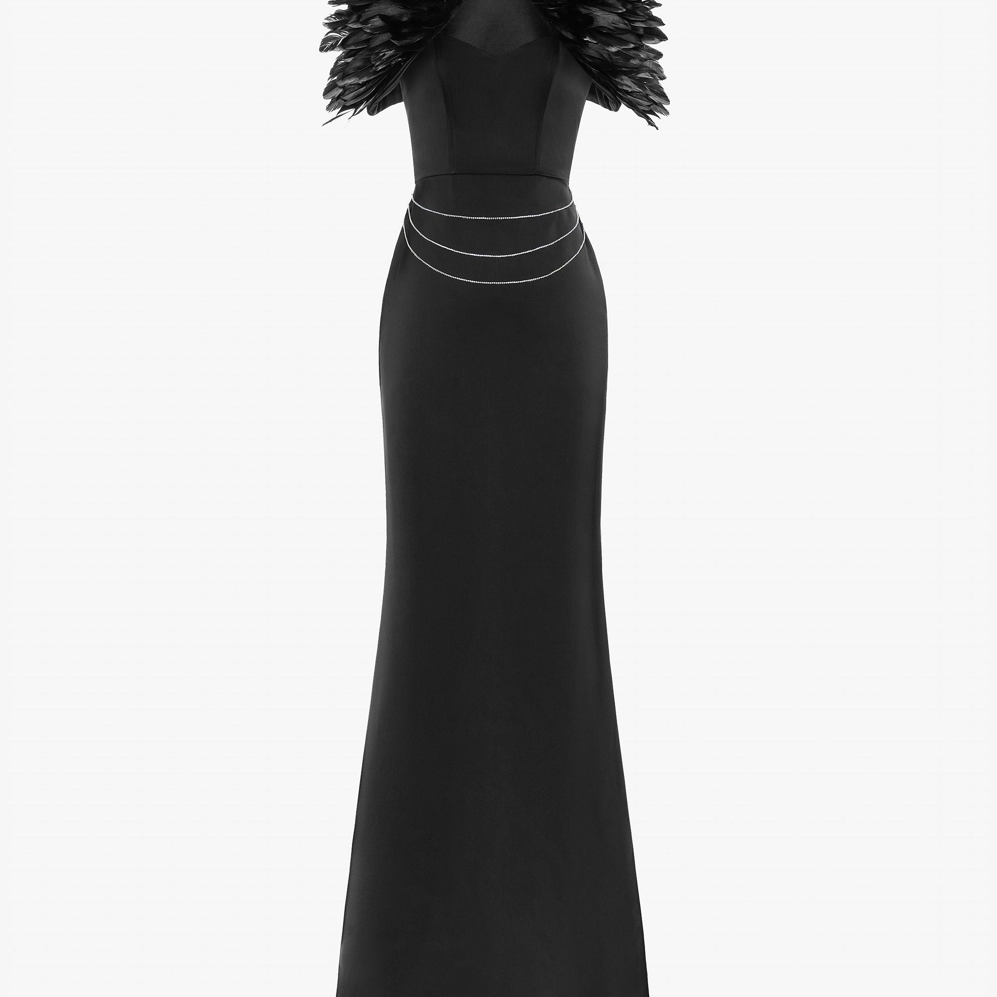 Glamorous Feather Trimmed Embellished Maxi Dress