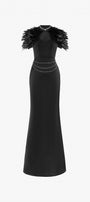 Glamorous Feather Trimmed Embellished Maxi Dress