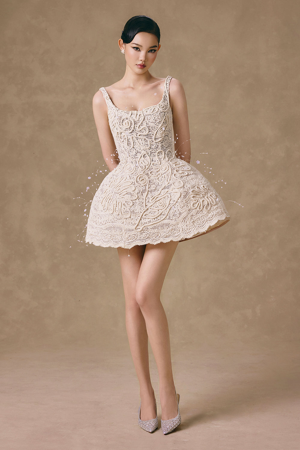 Blossomme Bubble Mini Dress Light Beige / M