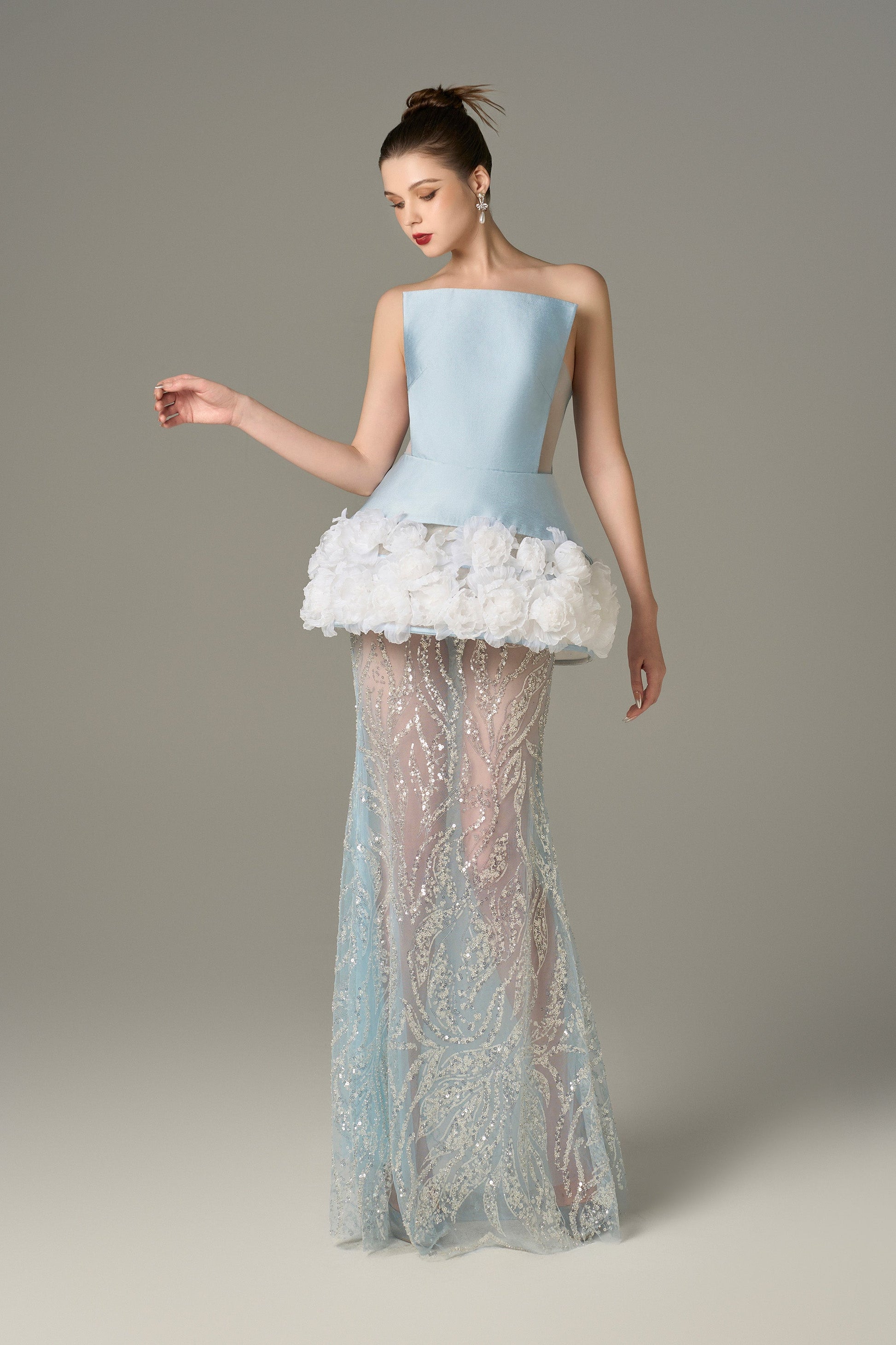 Enchanting Mesh and Floral Accents Gown