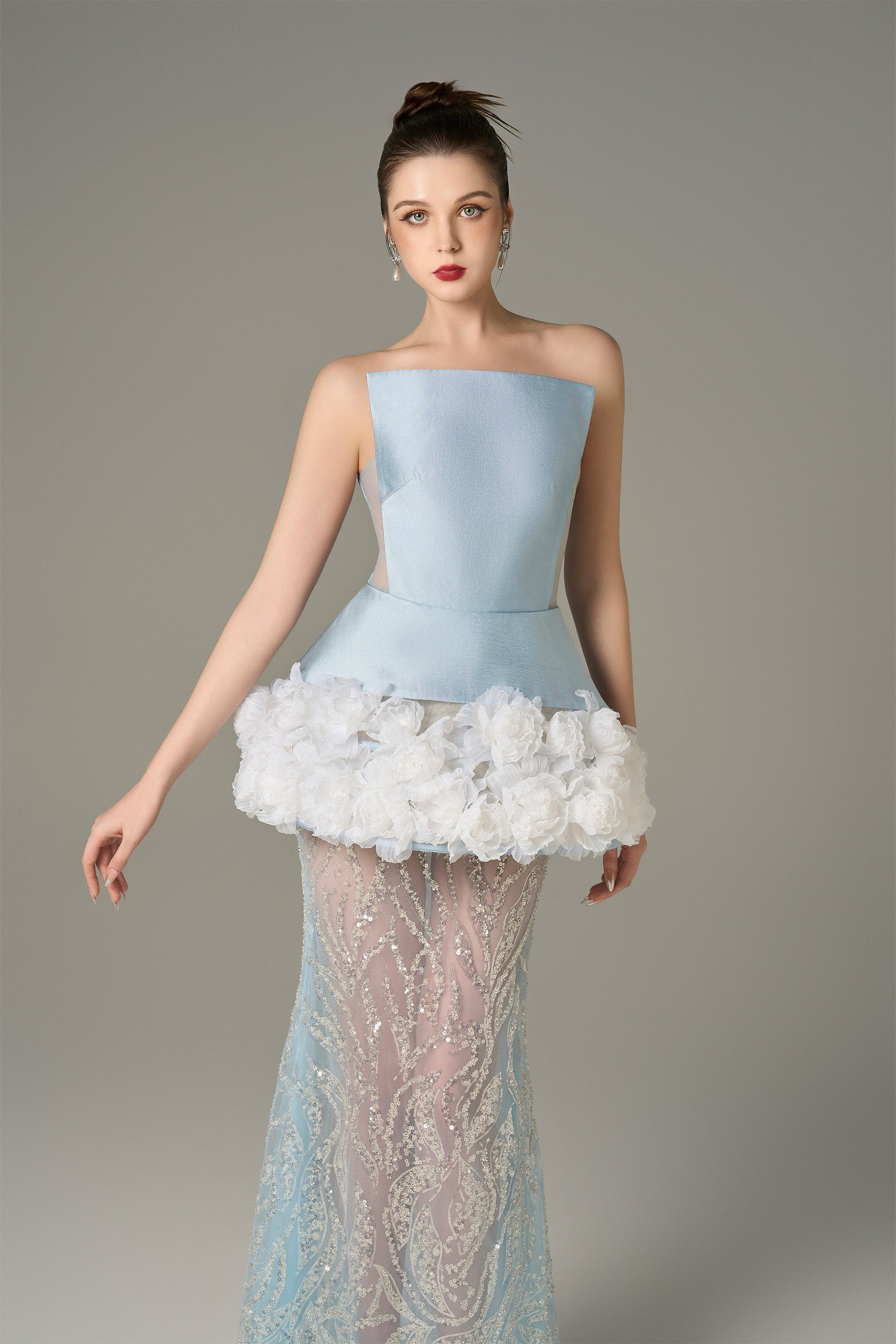 Enchanting Mesh and Floral Accents Gown 3