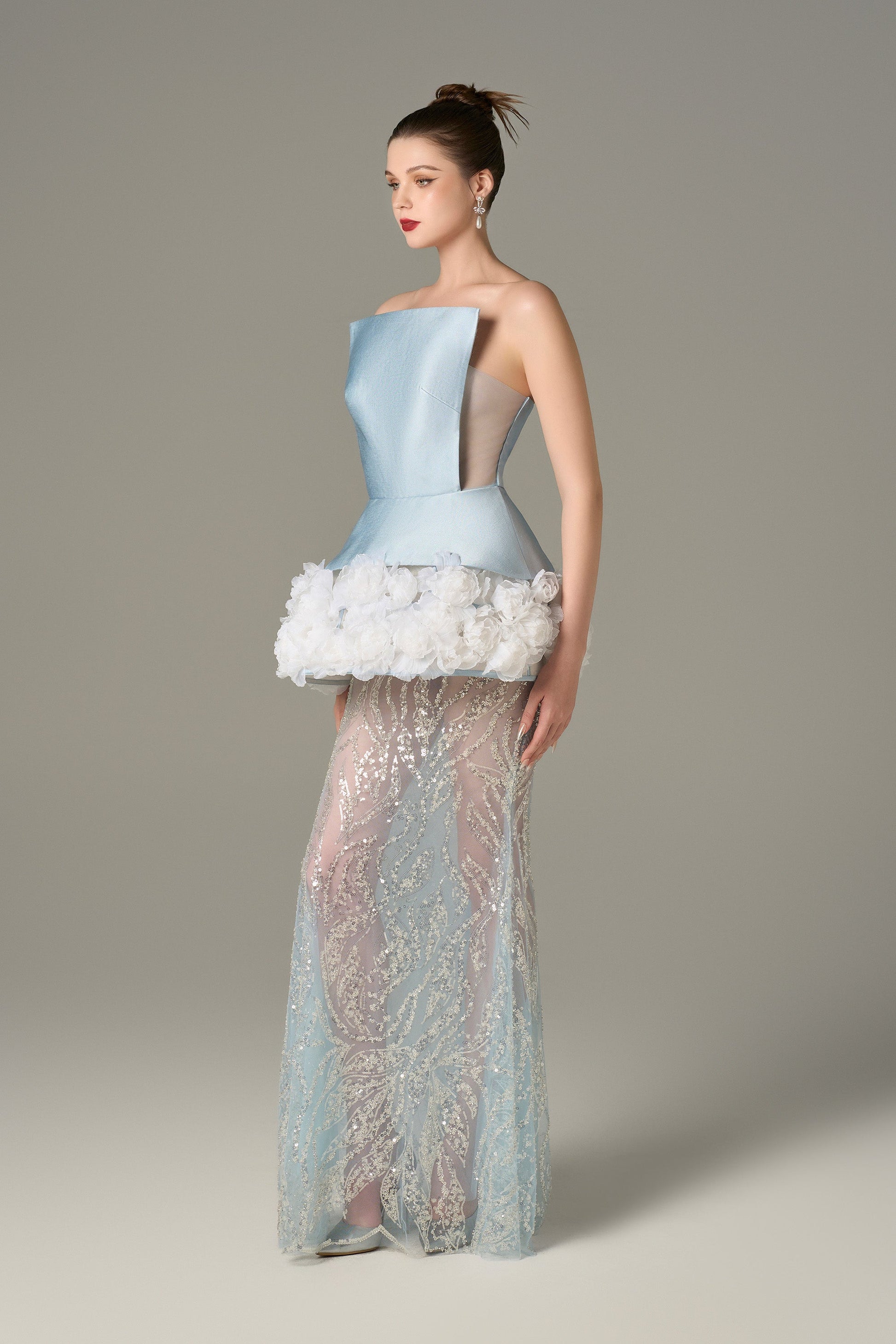 Enchanting Mesh and Floral Accents Gown 4