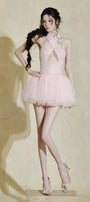 Blush Halter Mini Dress - MEAN BLVD
