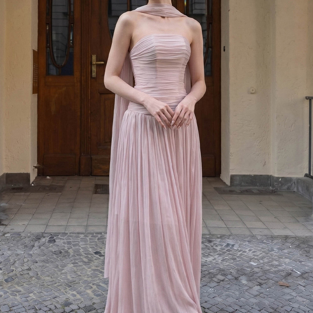 Blush Ruched Maxi Dress - MEAN BLVD