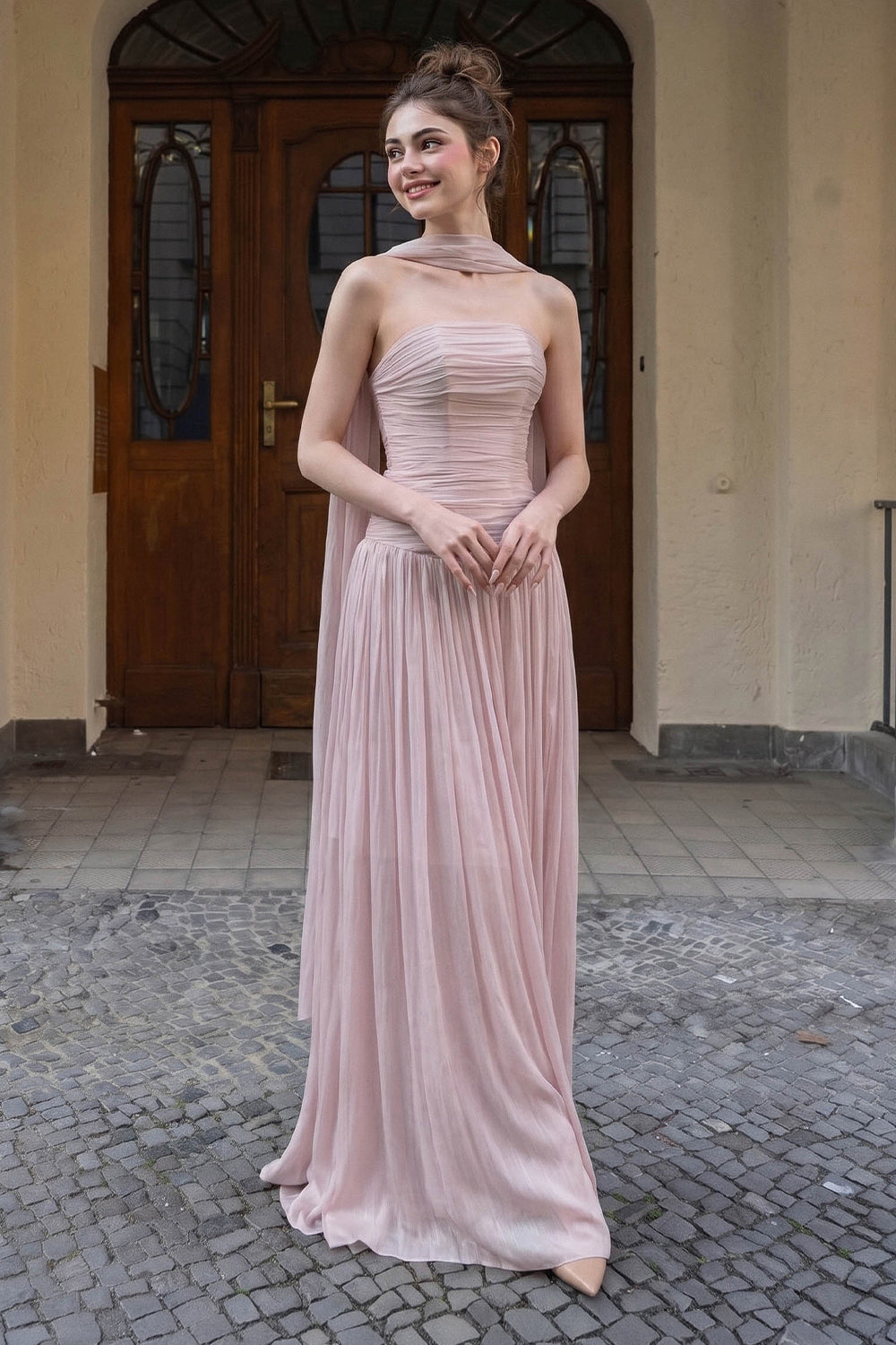 Blush Ruched Maxi Dress - MEAN BLVD
