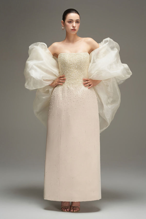 Bria Cape Sleeve Taffeta Maxi Dress - MEAN BLVD