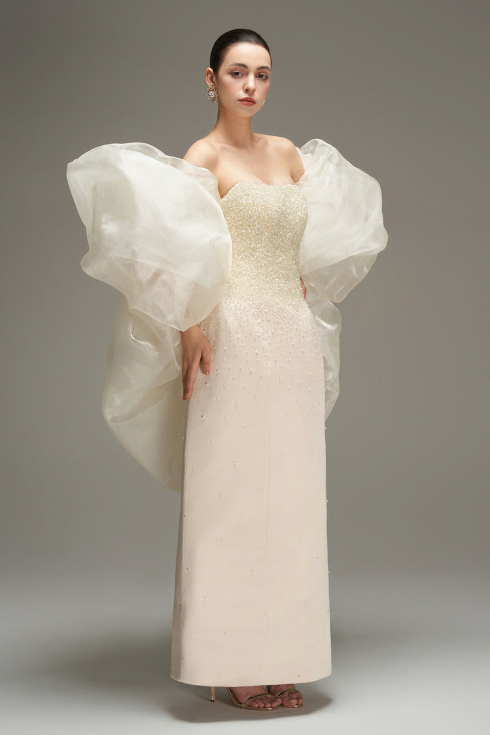 Bria Cape Sleeve Taffeta Maxi Dress - MEAN BLVD