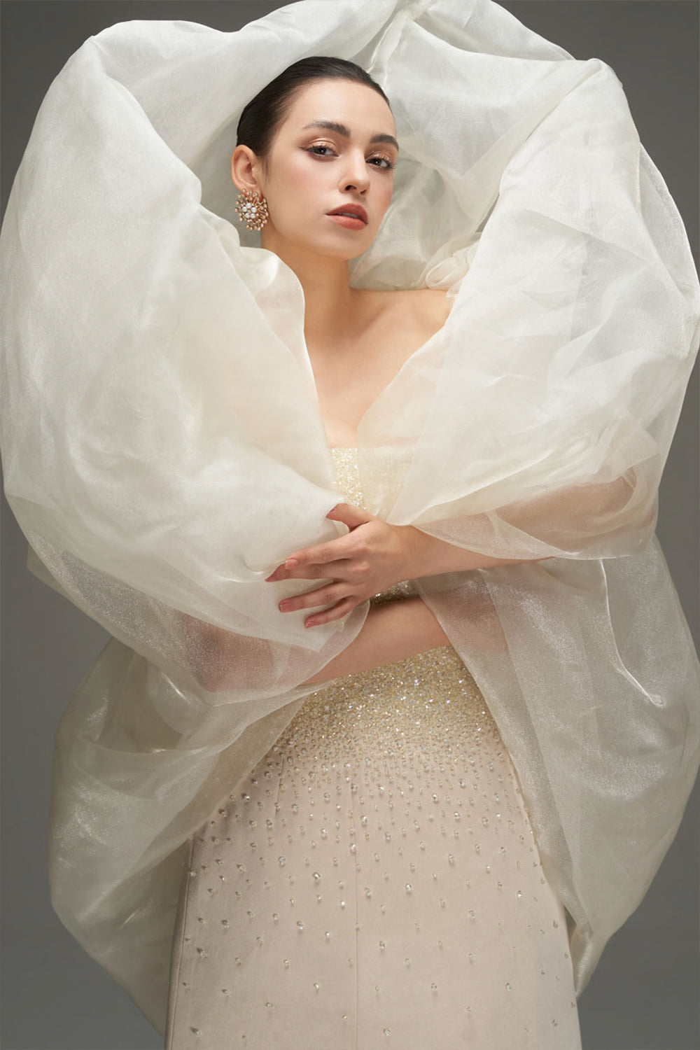 Bria Cape Sleeve Taffeta Maxi Dress - MEAN BLVD