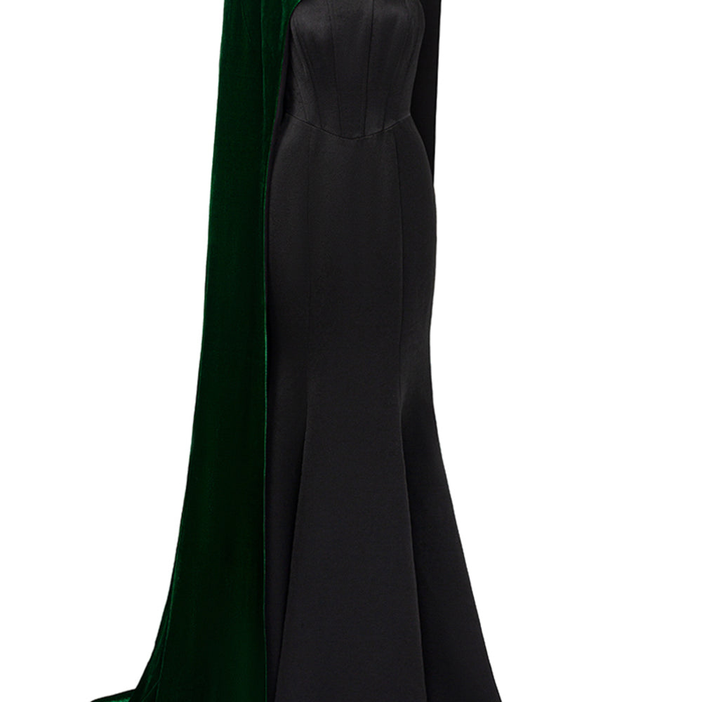 Nylah Mermaid Asymmetric Shoulder Velvet Floor Length Set
