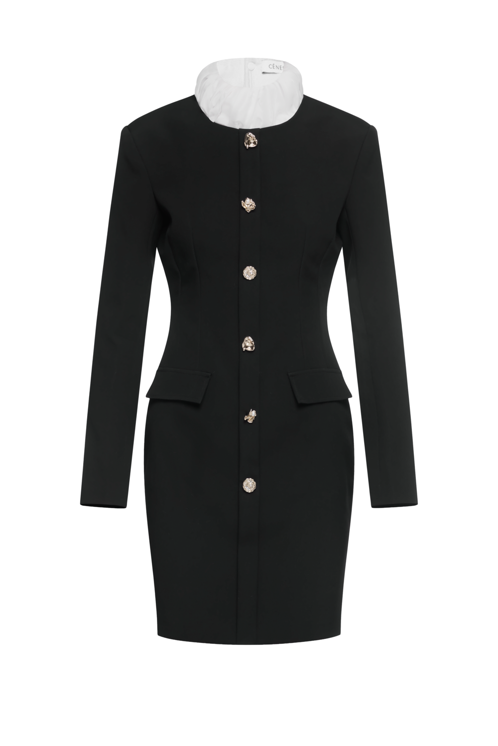 Vespera High Neck Button Mini Dress