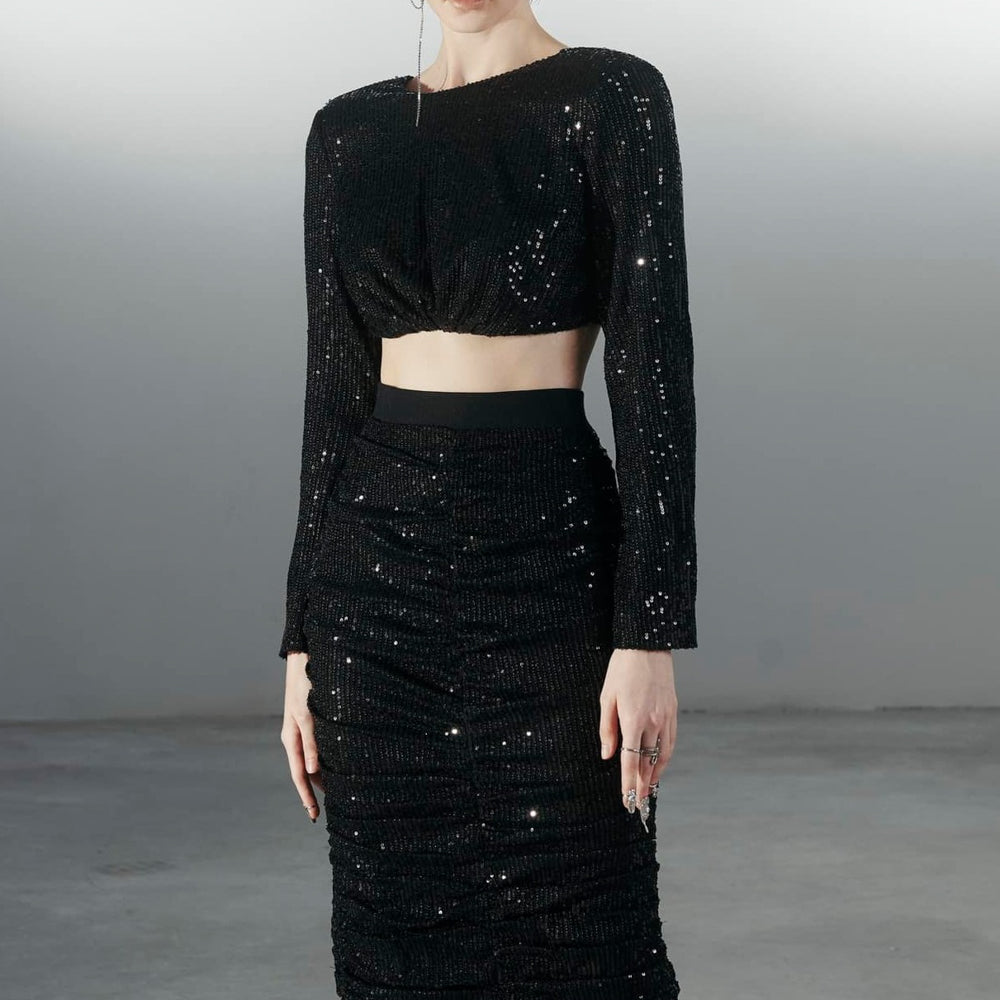 Canyon Sheath Sequin Polyester Midi Skirt