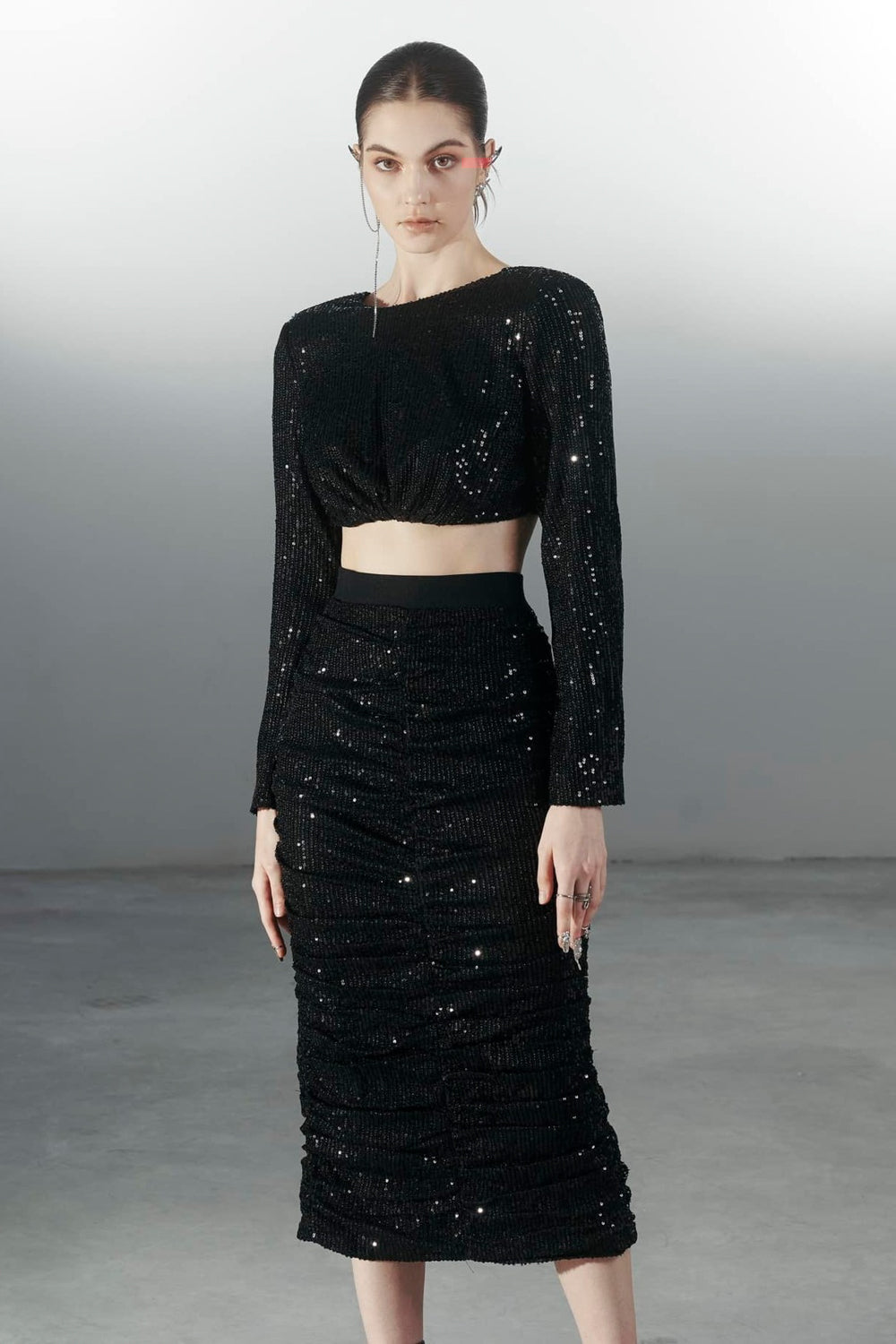 Canyon Sheath Sequin Polyester Midi Skirt
