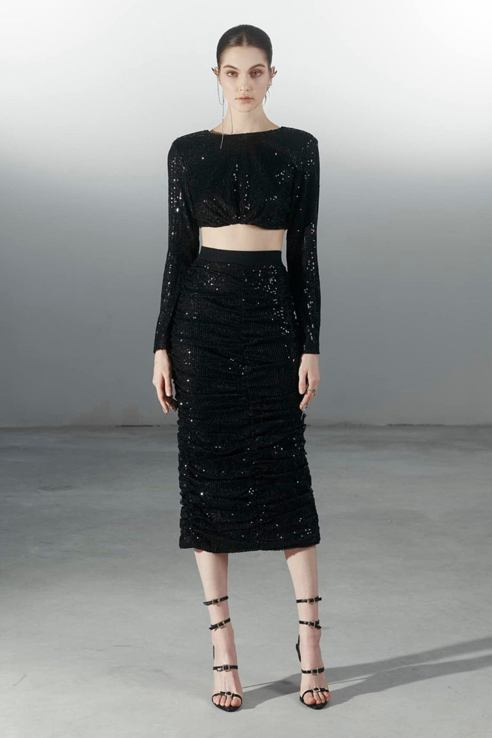 Canyon Cropped Boat Neck Sequin Top