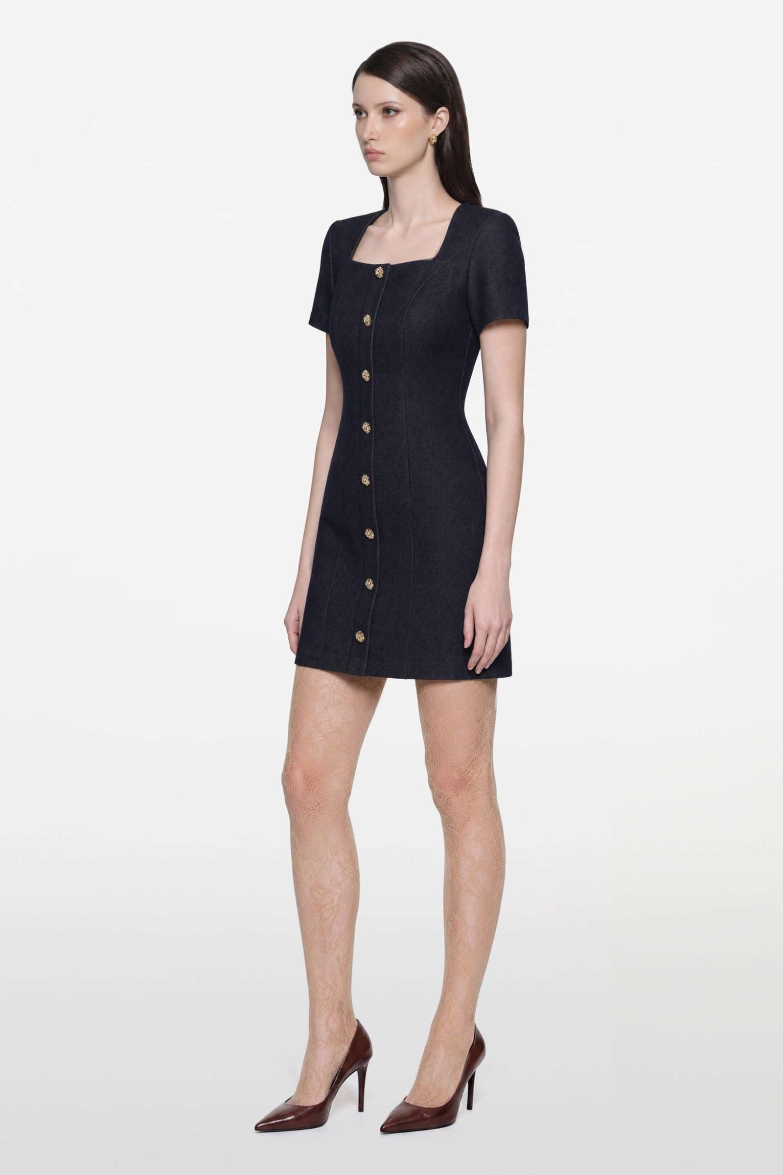 Isadora Button Mini Dress