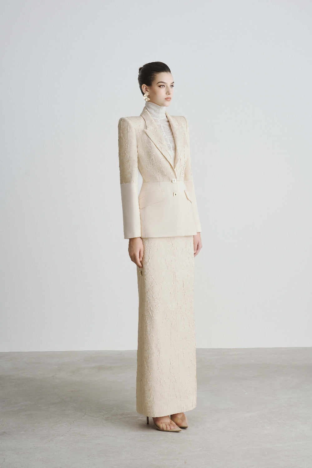 Jersey Structure Flap Pocket Polyester Blazer