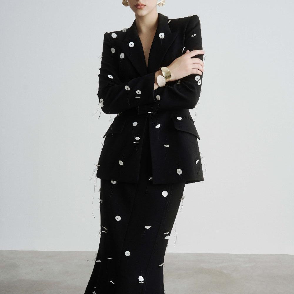 Malani Structured Square Shoulder Polyester Blazer - MEAN BLVD