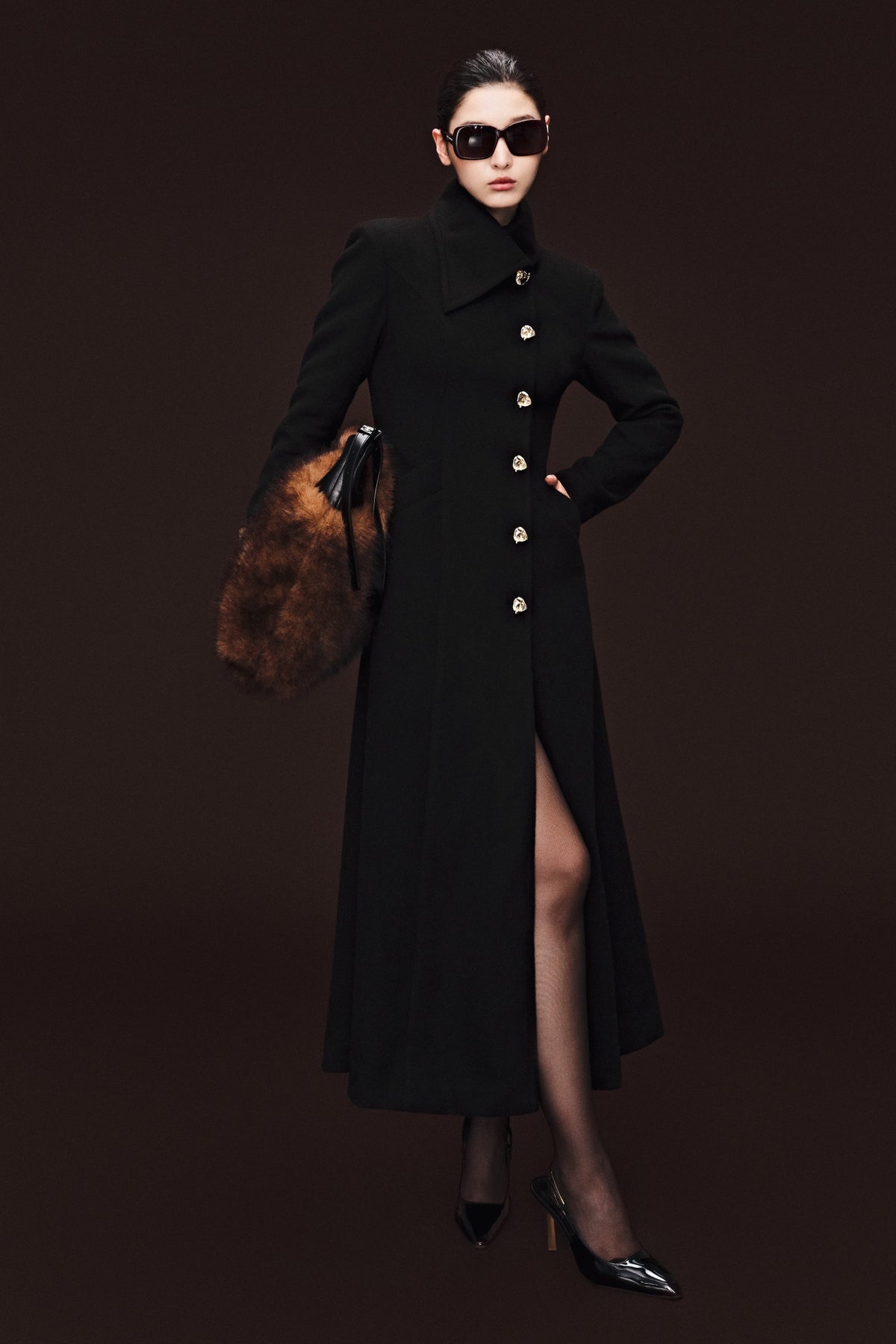 Valerie Asymmetric Neck Trench Coat