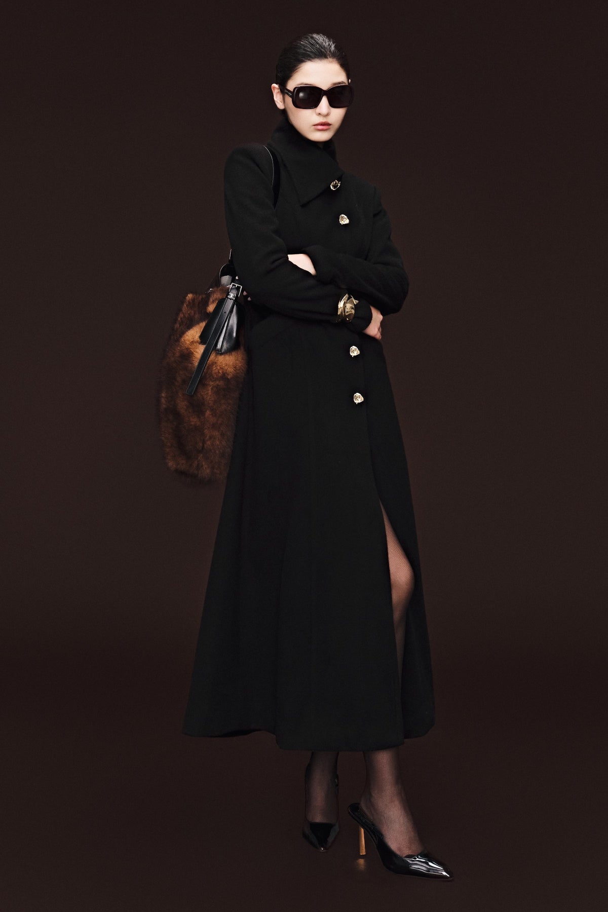Valerie Asymmetric Neck Trench Coat