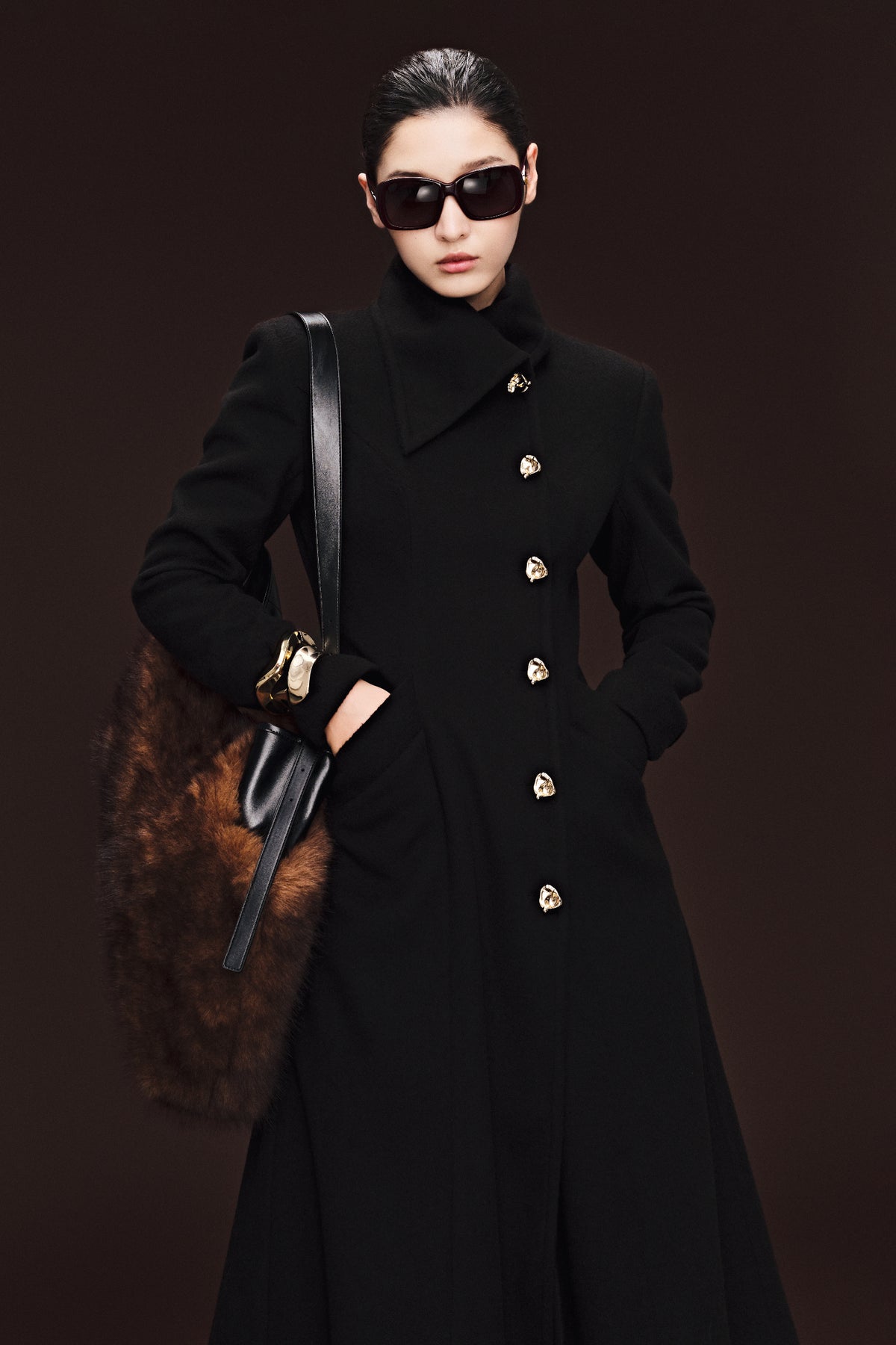 Valerie Asymmetric Neck Trench Coat