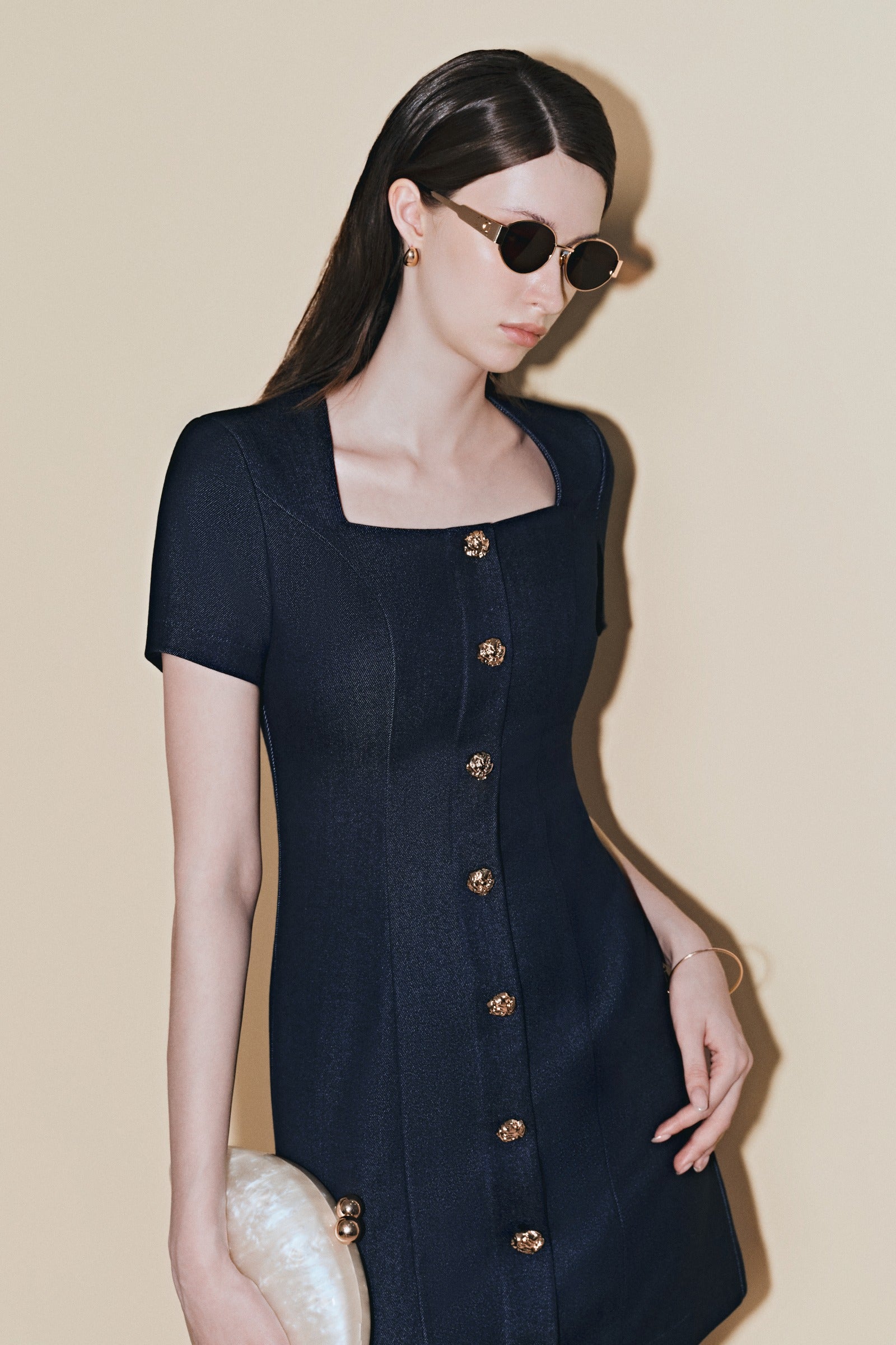 Isadora Button Mini Dress