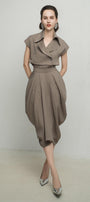Paris Tulip Draped Poly Silk Calf Length Skirt