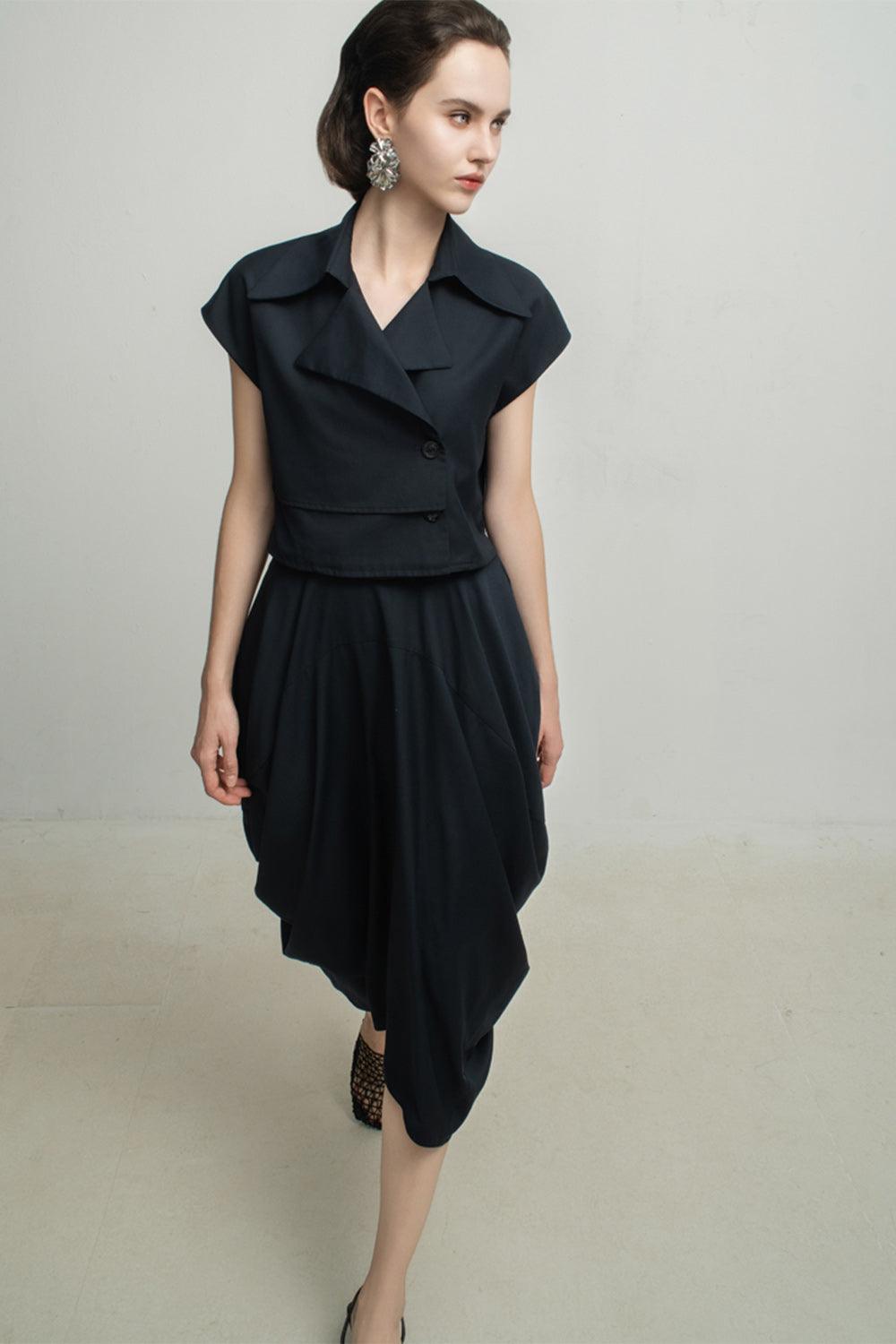 Paris Tulip Draped Poly Silk Calf Length Skirt