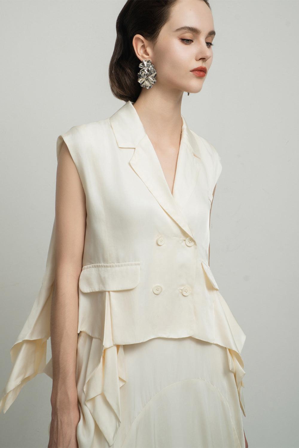 Paris Tulip Draped Poly Silk Calf Length Skirt