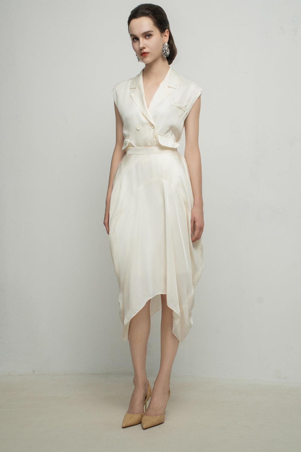 Paris Tulip Draped Poly Silk Calf Length Skirt