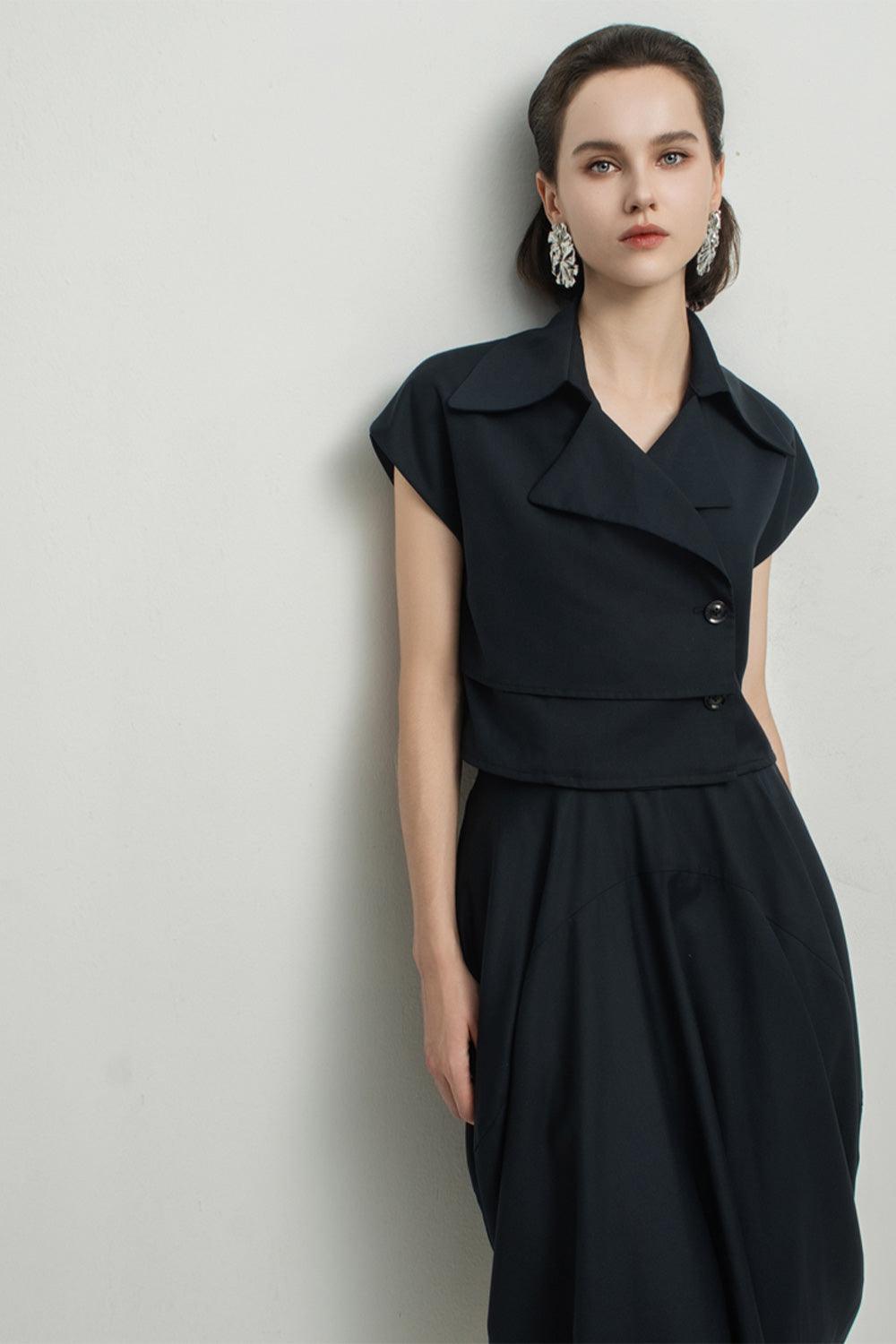 Paris Tulip Draped Poly Silk Calf Length Skirt