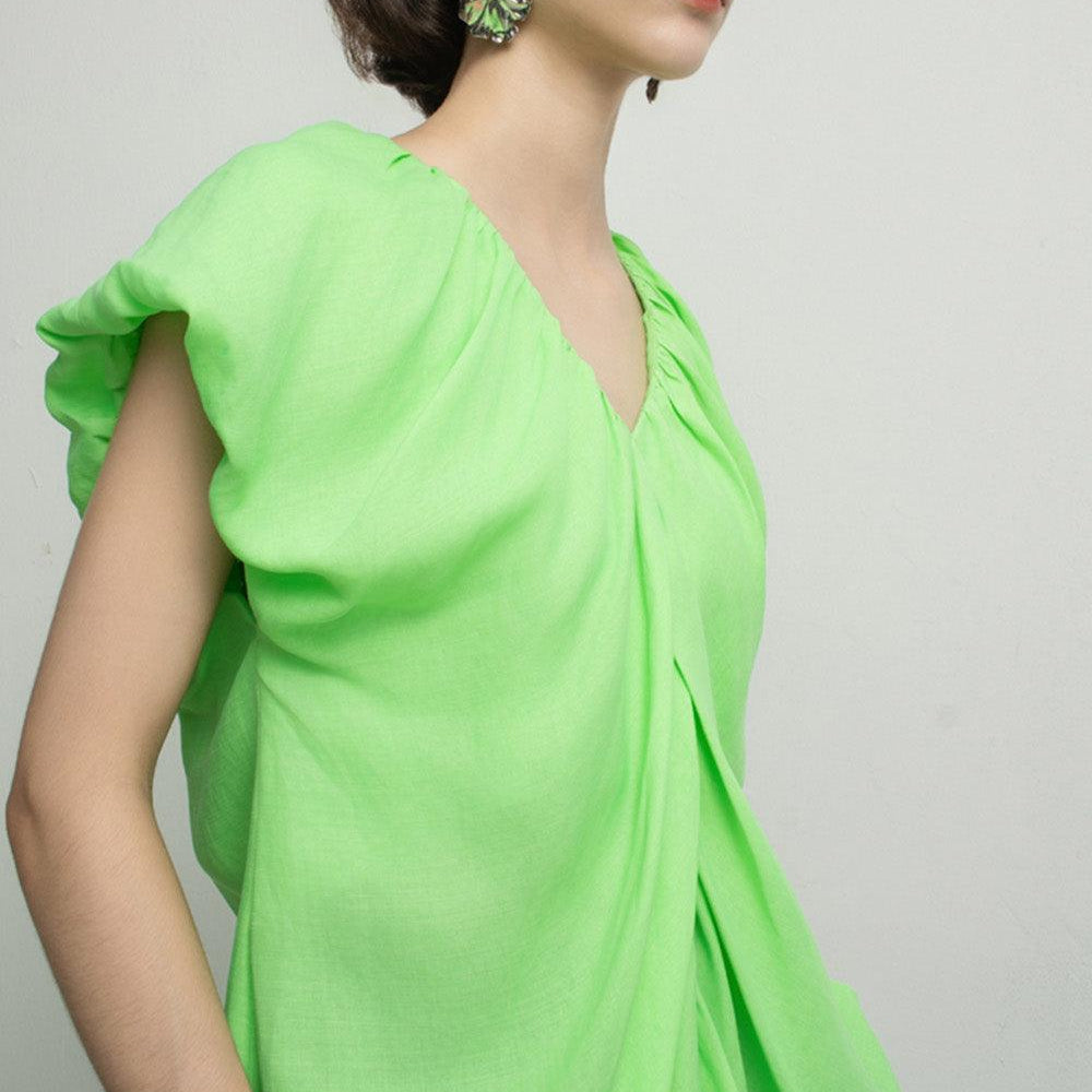 Madeleine Straight Gathered Cotton Top