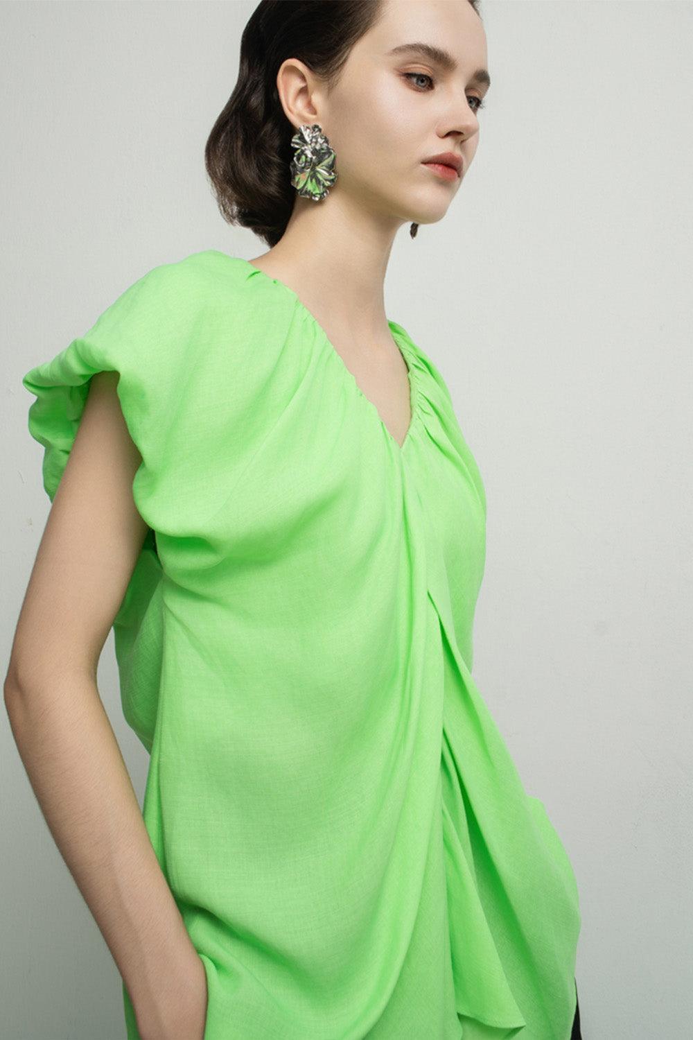 Madeleine Straight Gathered Cotton Top