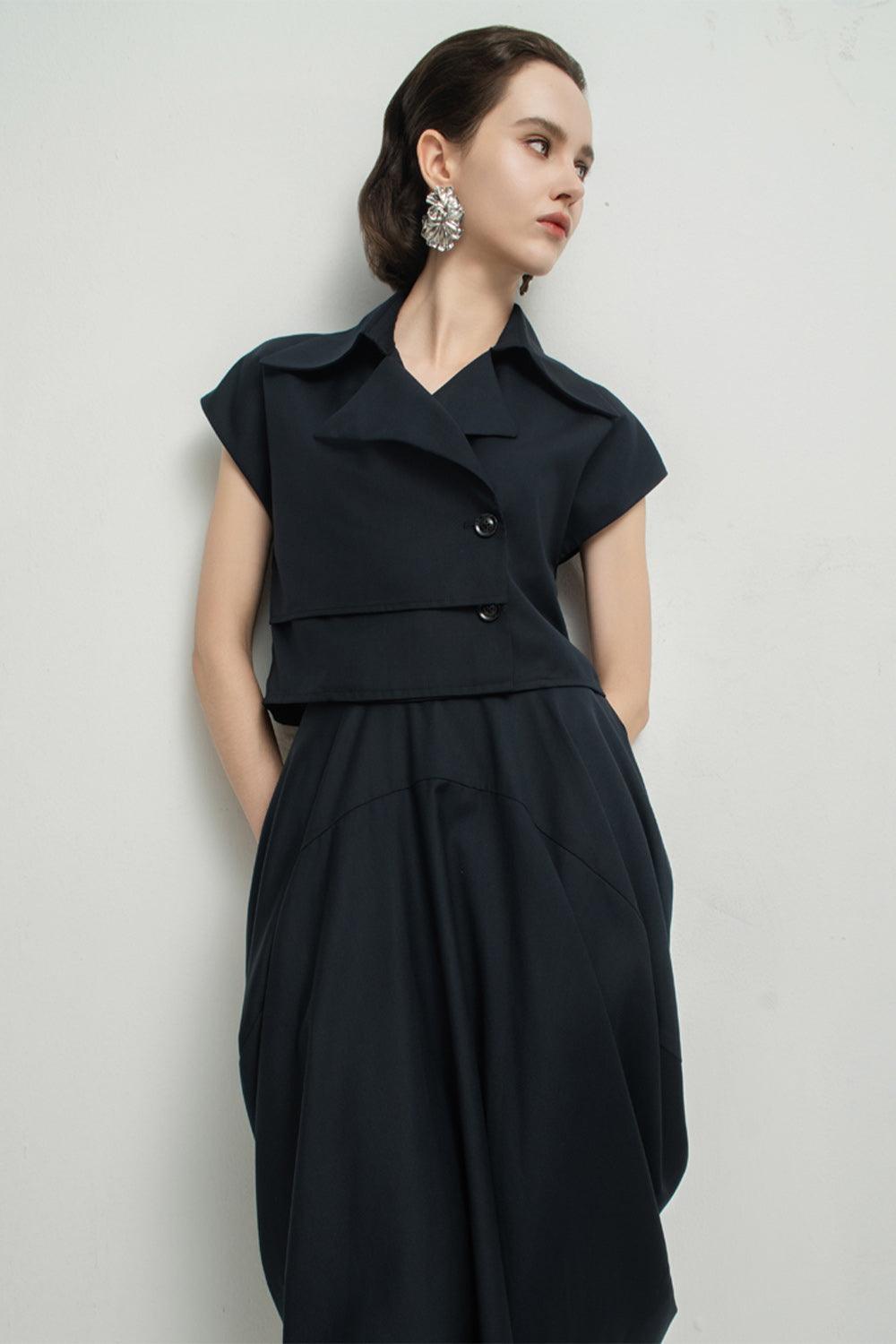 Paris Tulip Draped Poly Silk Calf Length Skirt