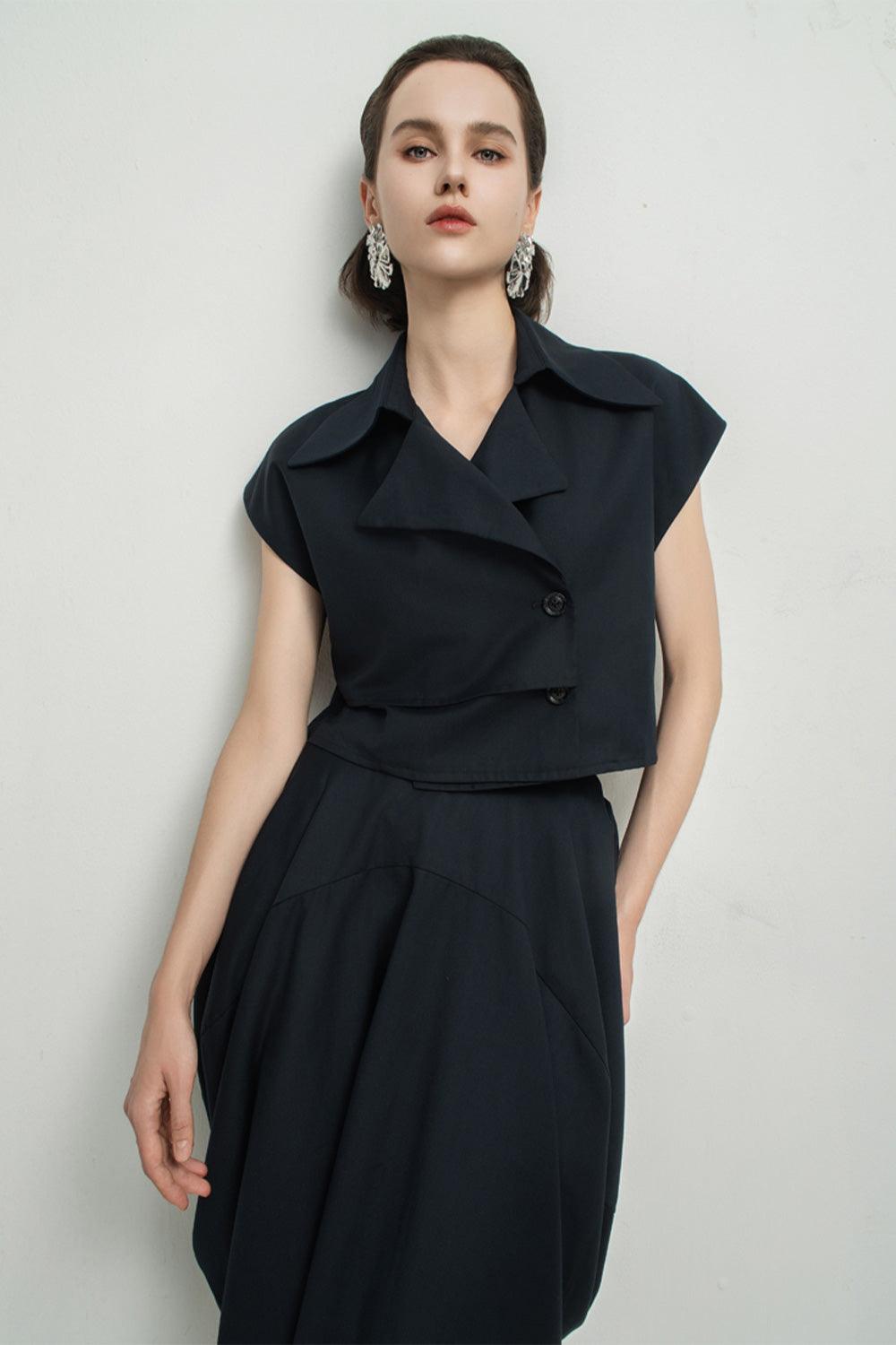 Paris Tulip Draped Poly Silk Calf Length Skirt