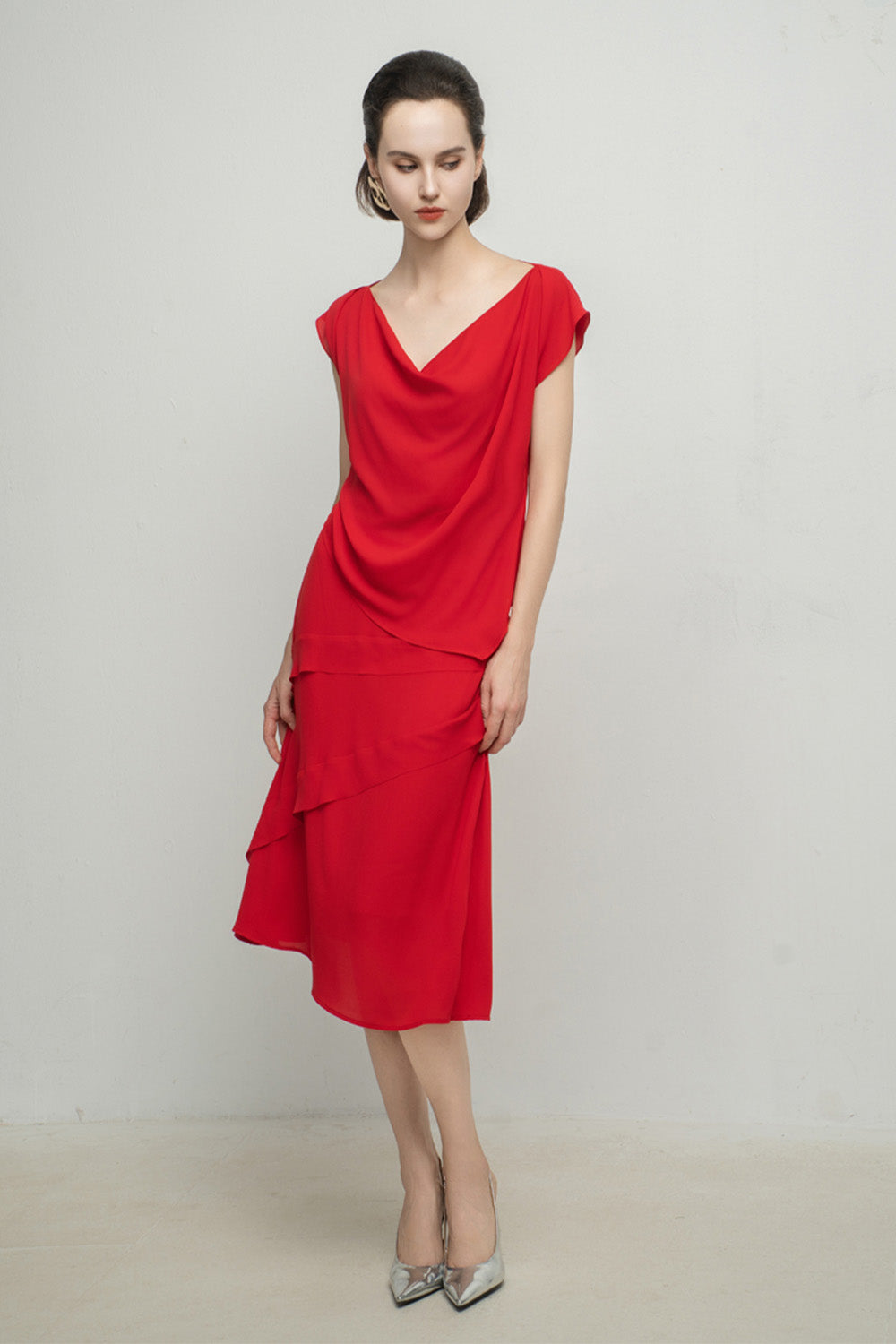 Loyalty Asymmetric Cap Sleeved Silk Top