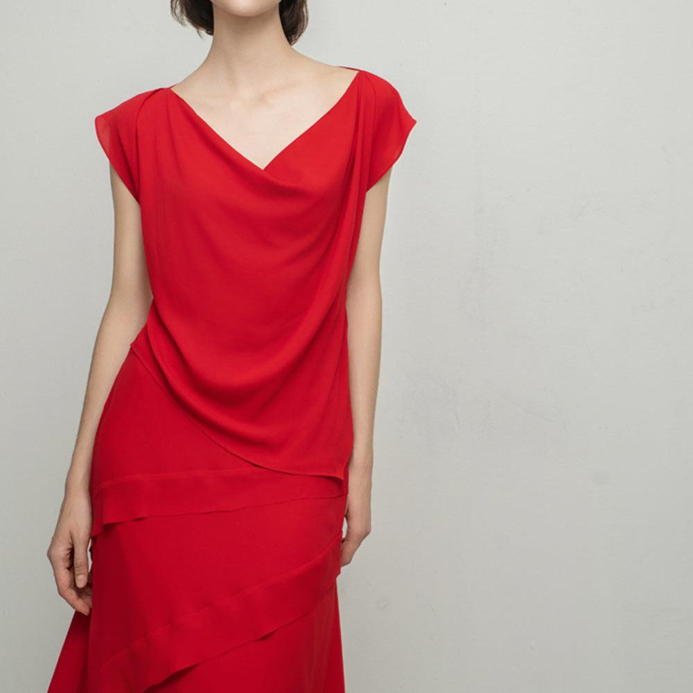 Loyalty A-line Layered Silk Midi Skirt